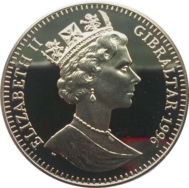 Gibraltar 1 Crown - Elizabeth II Shag Birds; Silver Proof obverse