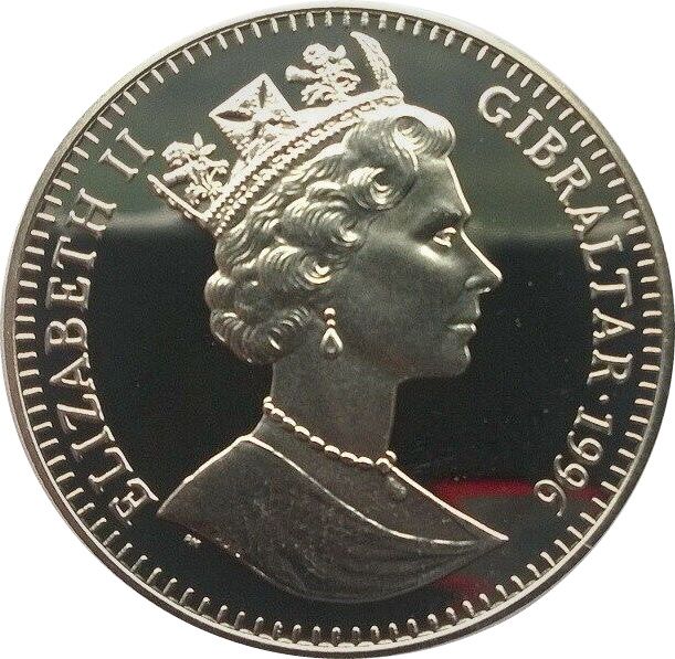 Gibraltar 1 Crown - Elizabeth II James Dean; Silver Proof obverse