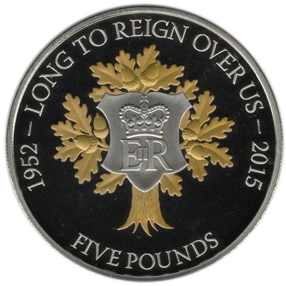 Jersey 5 Pounds - Elizabeth II Longest Reign; with Gold Ink