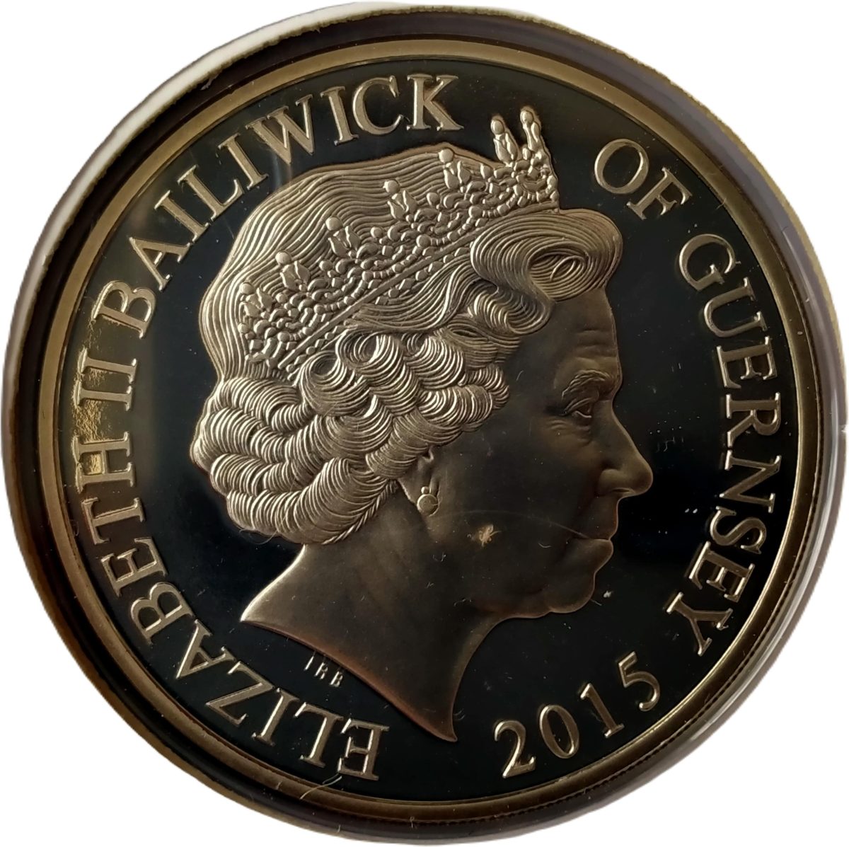Guernsey 5 pounds - Elizabeth II Winston Churchill in hat obverse