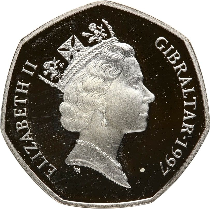 Gibraltar 50 Pence - Elizabeth II Christmas; Silver Proof obverse