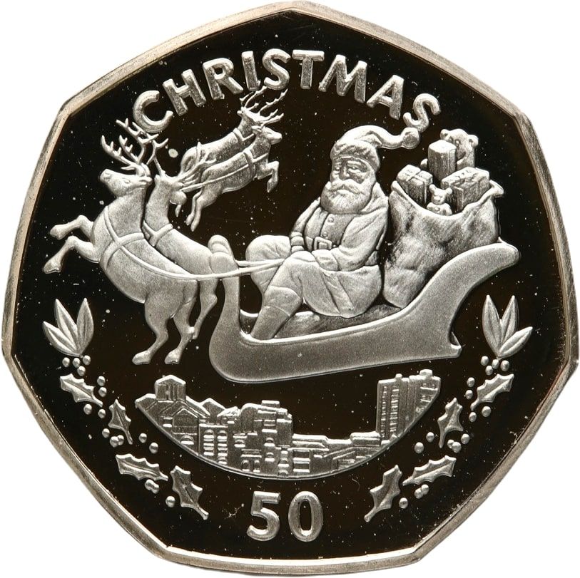 Gibraltar 50 Pence - Elizabeth II Christmas; Silver Proof