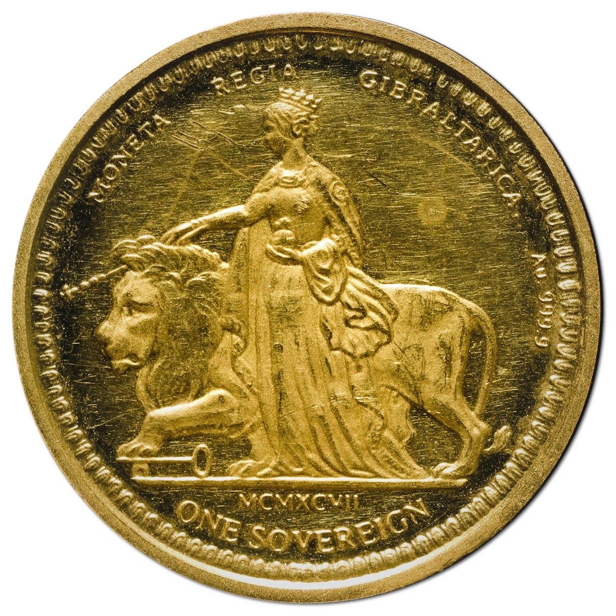 Gibraltar 1 Sovereign - Elizabeth II Una and the Lion