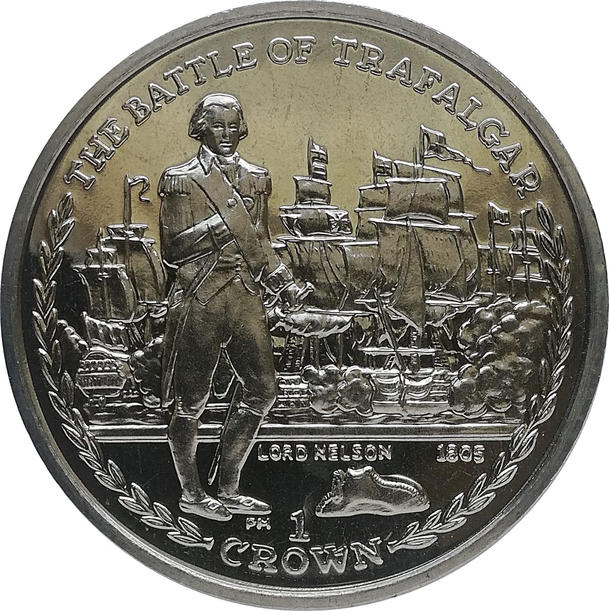 Isle of Man 1 Crown - Elizabeth II The Battle of Trafalgar reverse