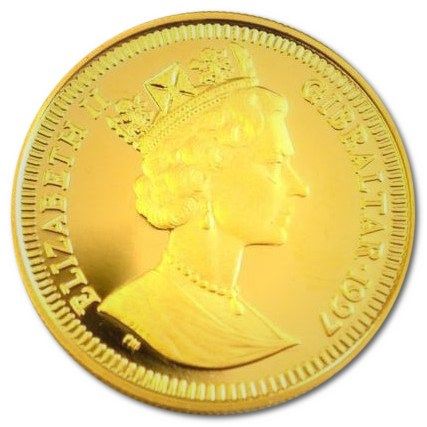 Gibraltar ⅕ Crown - Elizabeth II Peacock obverse