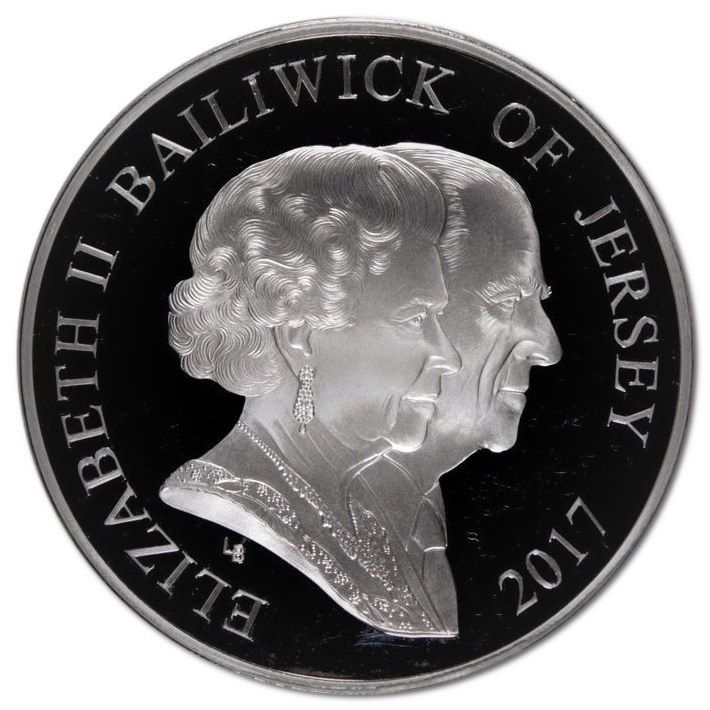 Jersey 50 Pounds - Elizabeth II Platinum Wedding obverse