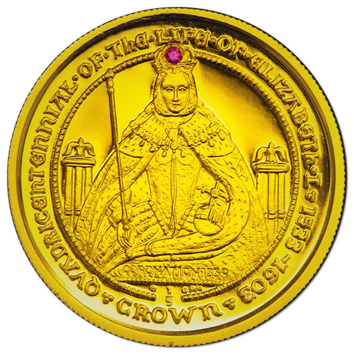 Gibraltar ⅕ Crown - Elizabeth II Elizabeth I - Coronation 1559