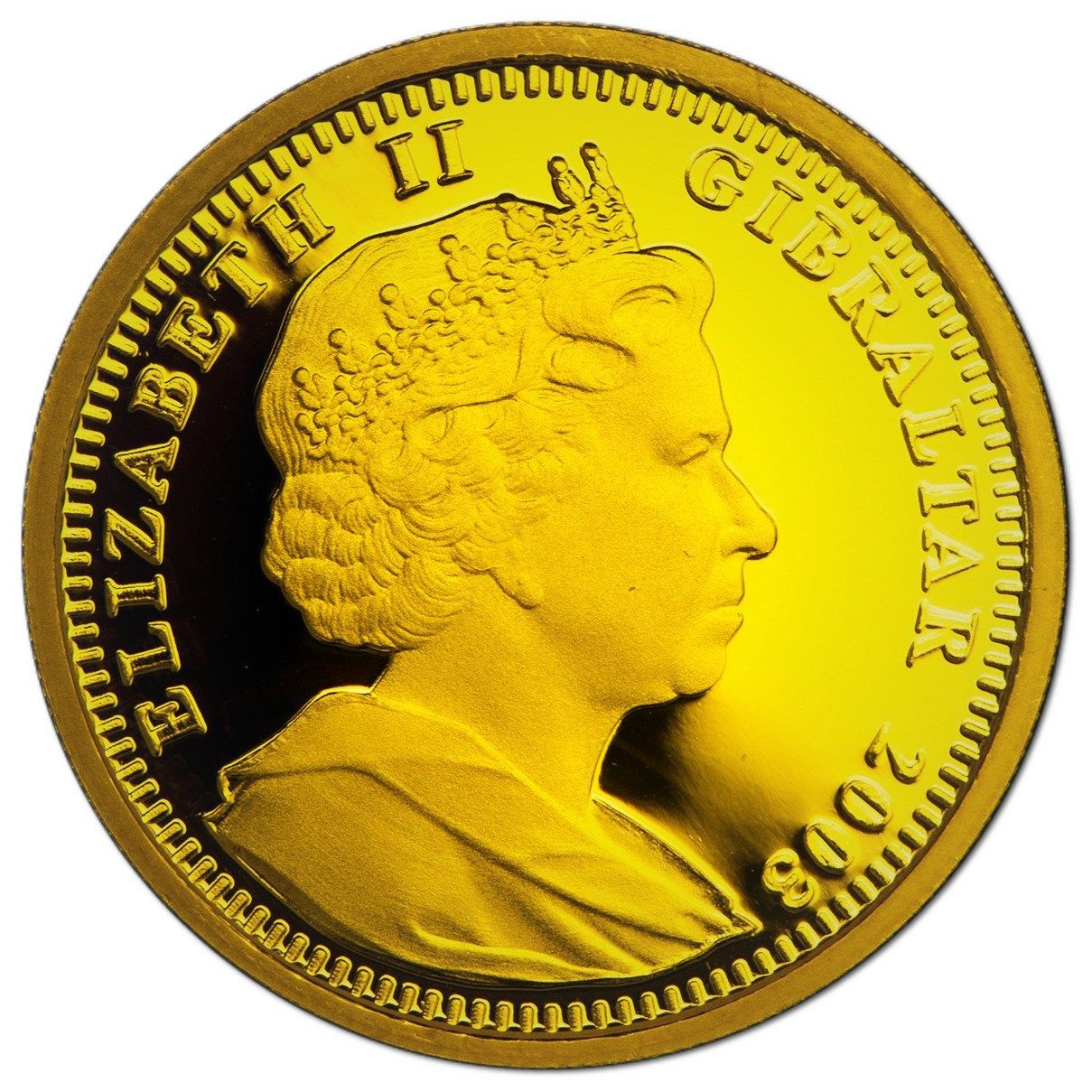 Gibraltar ⅕ Crown - Elizabeth II Elizabeth I - Gold Ryal 1583-1585 obverse