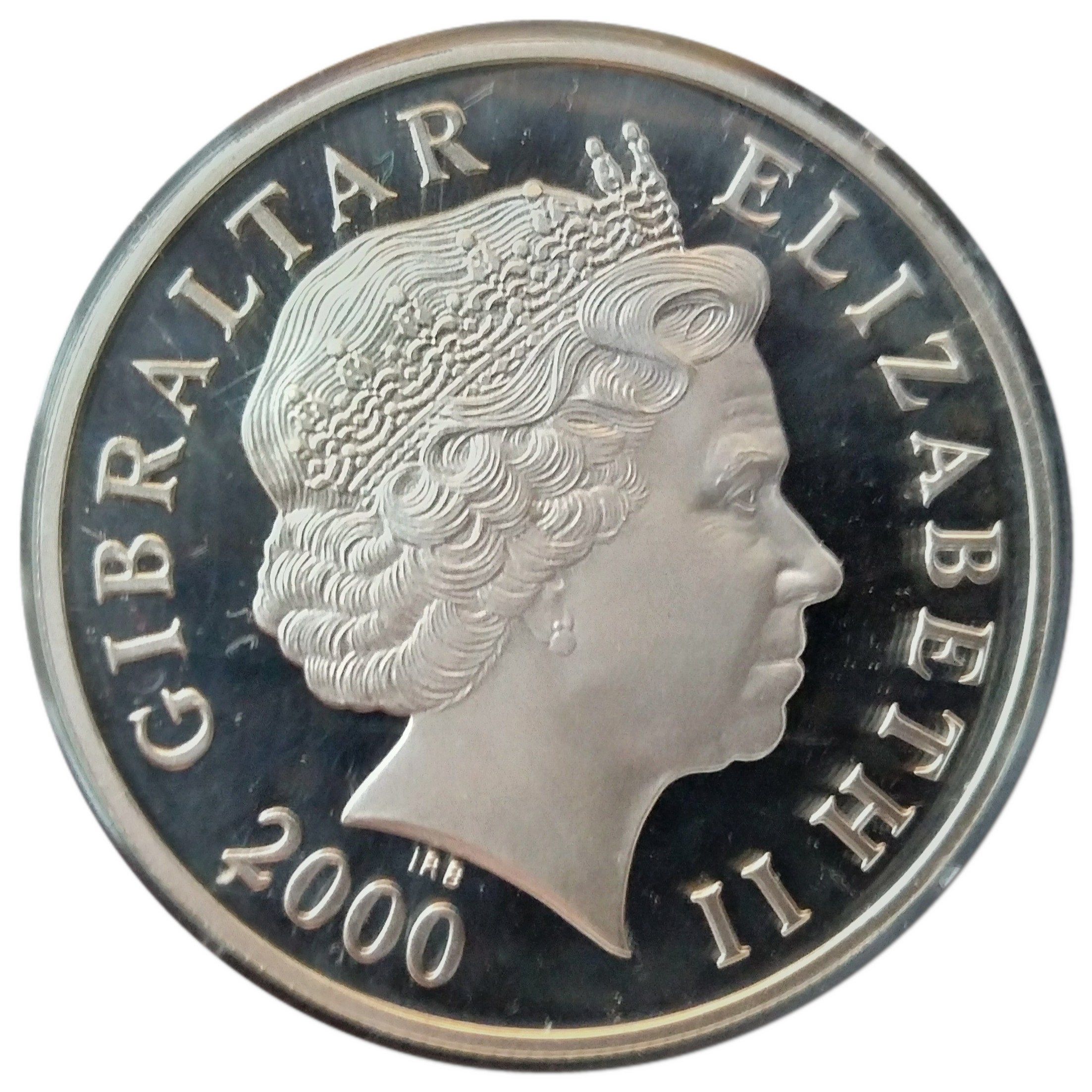 Gibraltar 5 Pounds - Elizabeth II Battle of Britain; Silver Proof