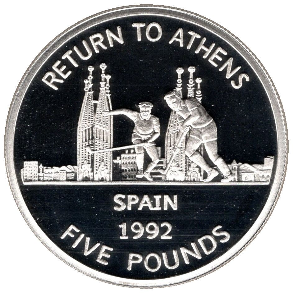 Gibraltar 5 Pounds - Elizabeth II 2004 Summer Olympics - Spain reverse