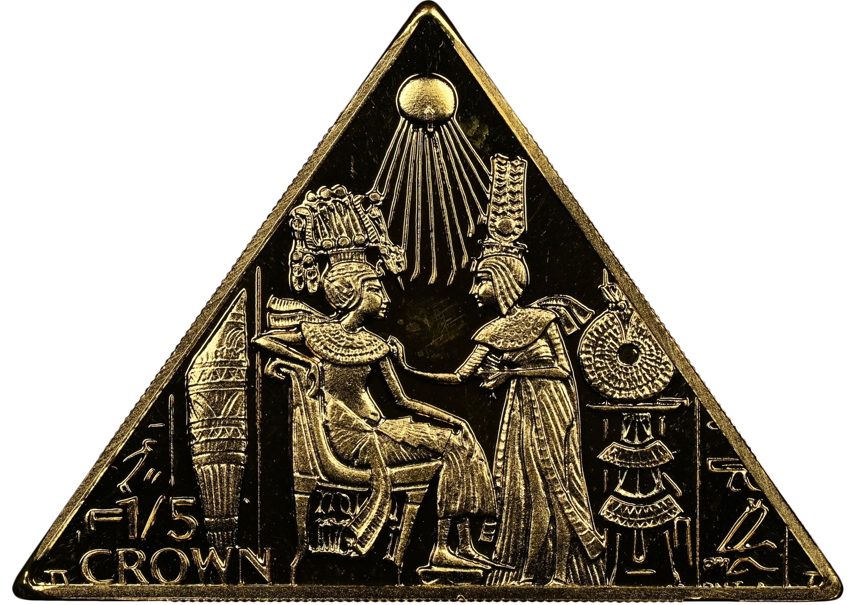Isle of Man ⅕ Crown - Elizabeth II Tutankhamun - Anointing of the Pharaoh; Gold proof