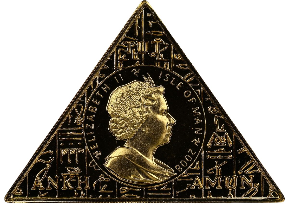 Isle of Man 1 Crown - Elizabeth II Tutankhamun - Death Mask; Gold proof obverse