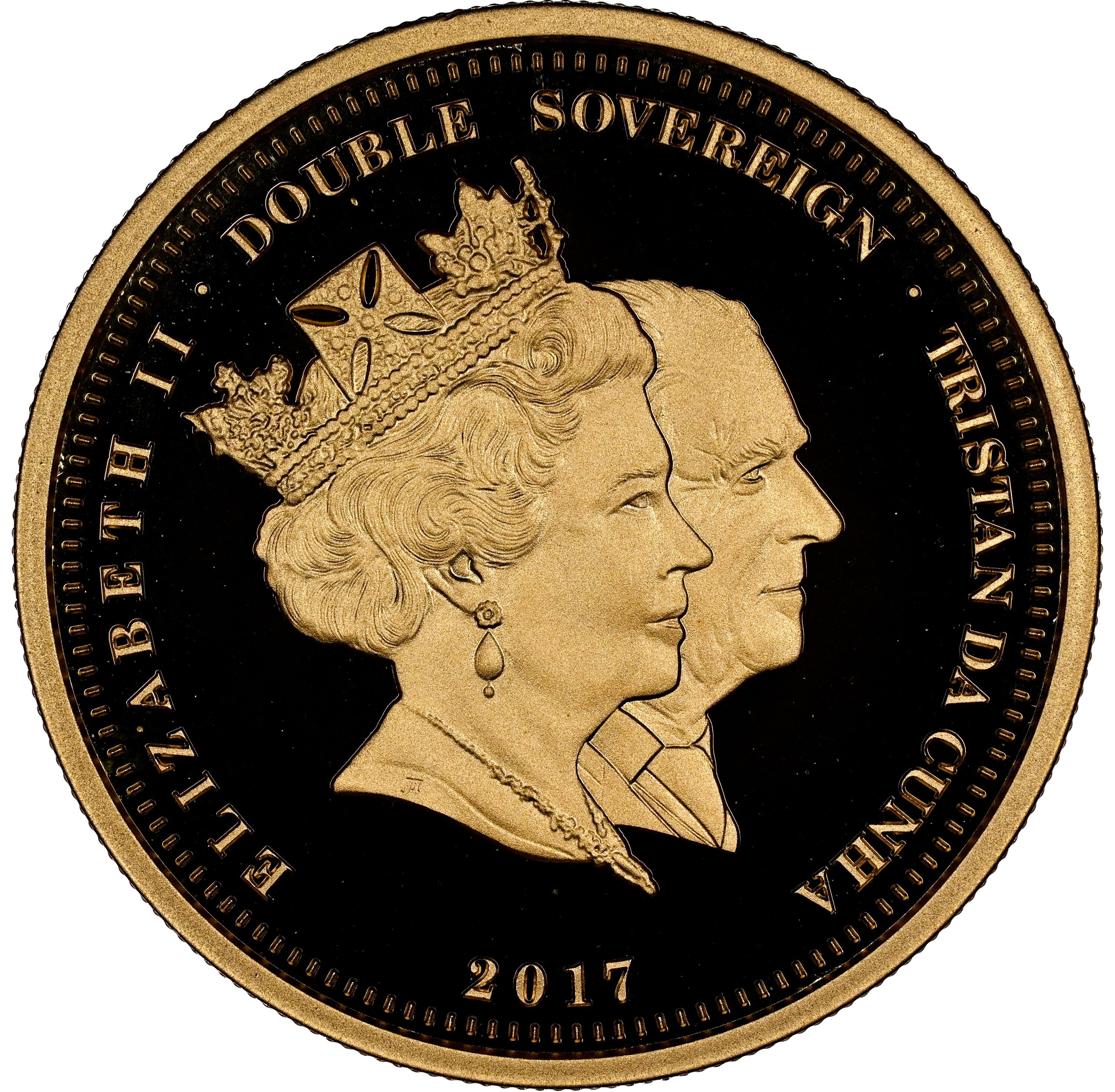 Tristan da Cunha 2 Sovereign - Elizabeth II Platinum Wedding Anniversary obverse