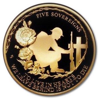 Alderney 5 Sovereigns - Elizabeth II Remembrance WWI