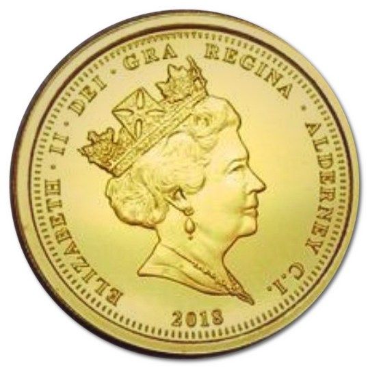Alderney 25 Pounds - Elizabeth II Sapphire Coronation Jubilee - Orb and Sceptre obverse