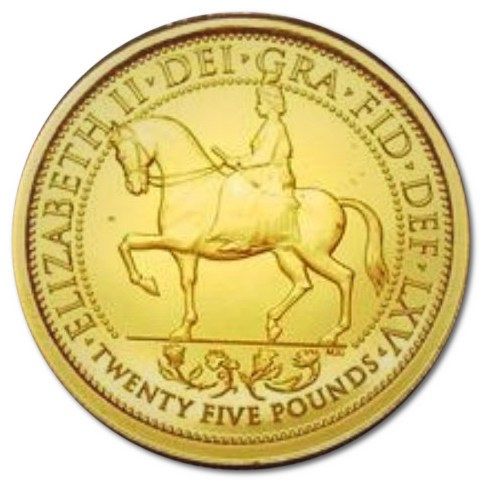 Alderney 25 Pounds - Elizabeth II Sapphire Coronation Jubilee - On Horseback