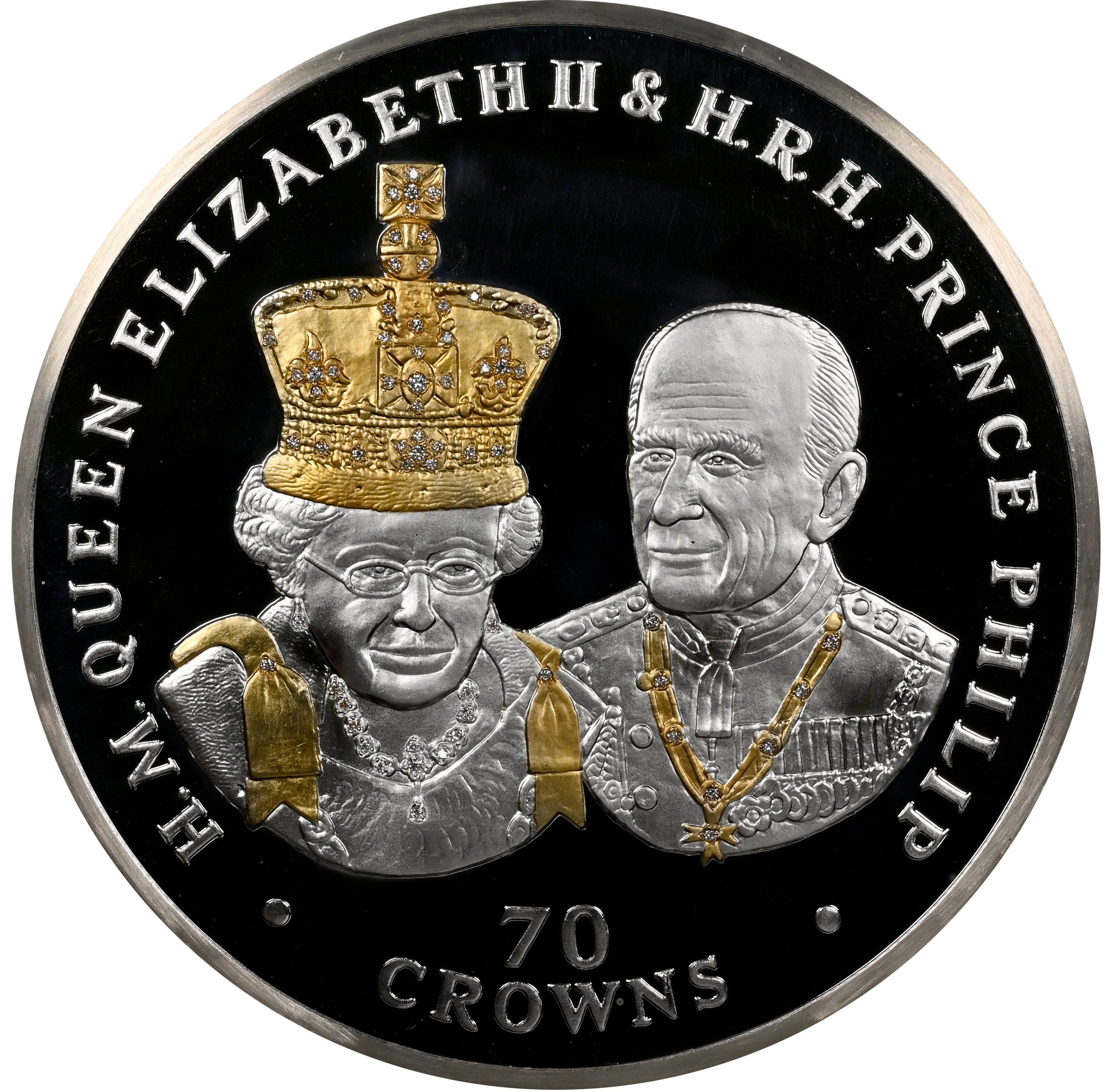 Ascension Island 70 Crowns - Elizabeth II Platinum Wedding Anniversary reverse