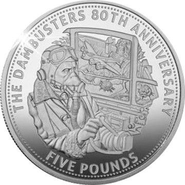 Guernsey 5 Pounds - Charles III Dambusters reverse