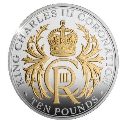 Jersey 10 Pounds - Charles III Coronation; Silver Proof reverse