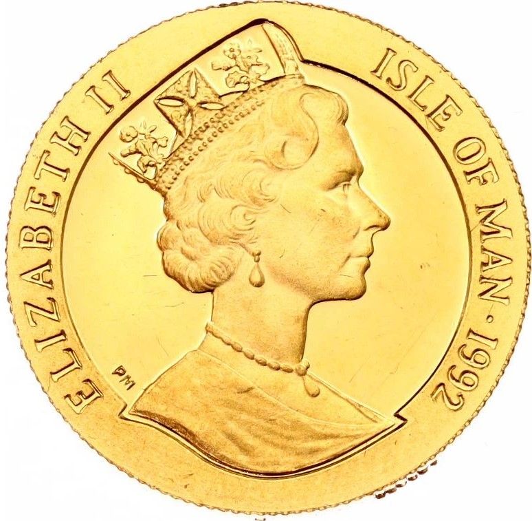 Isle of Man ⅒ Crown - Elizabeth II America's Cup - San Diego obverse