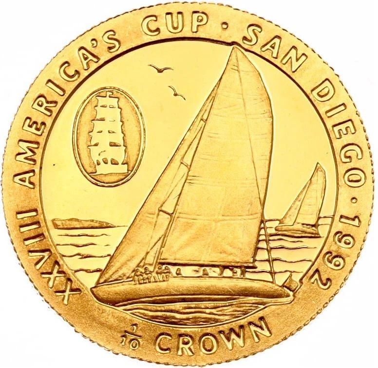 Isle of Man ⅒ Crown - Elizabeth II America's Cup - San Diego
