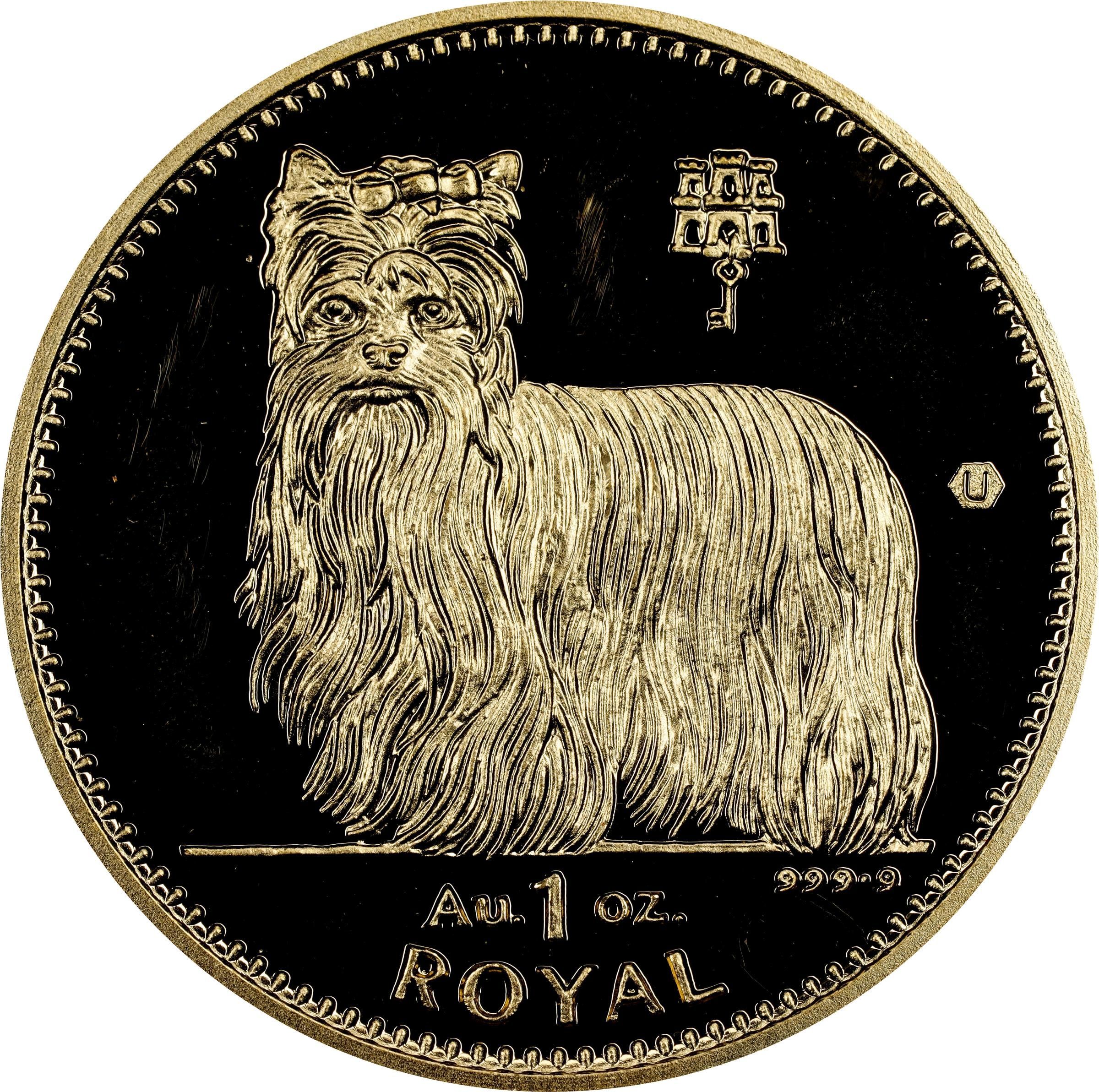 Gibraltar 1 Royal - Elizabeth II Yorkshire Terrier; Gold Issue