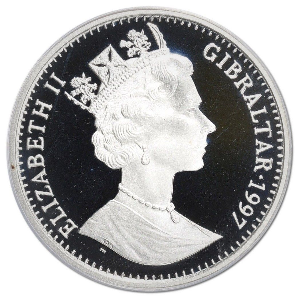 Gibraltar 1 Crown - Elizabeth II Native American Culture; Silver Proof obverse