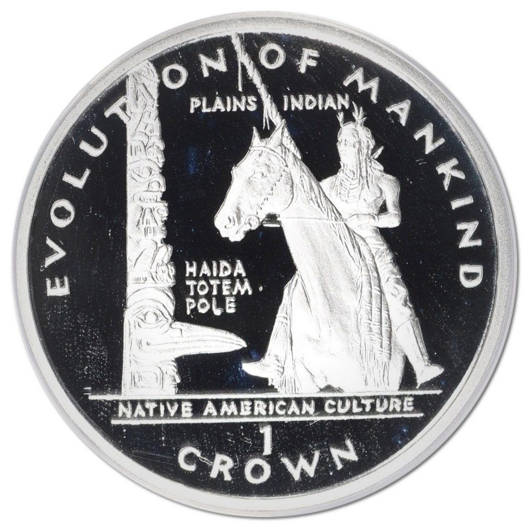 Gibraltar 1 Crown - Elizabeth II Native American Culture; Silver Proof reverse
