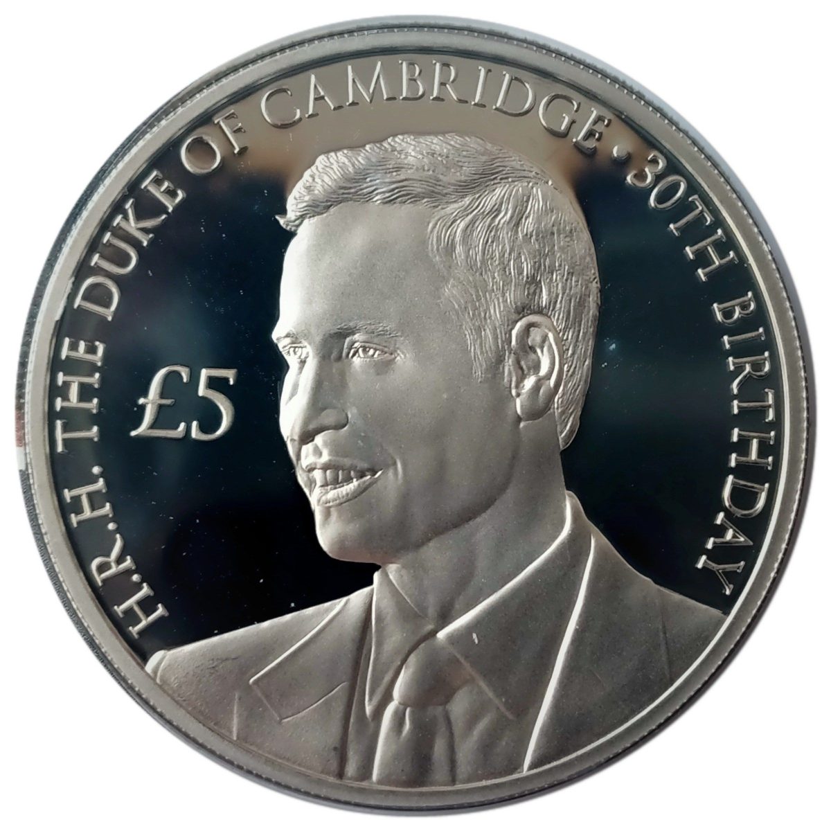 Guernsey 5 Pounds - Elizabeth II Prince William 30th Birthday; Silver Proof