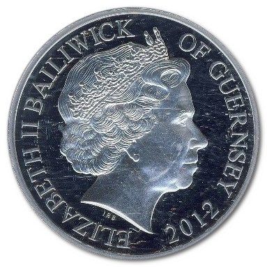 Guernsey 5 Pounds - Elizabeth II British Army; Silver Proof obverse