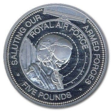 Guernsey 5 Pounds - Elizabeth II Royal Air Force; Silver Proof