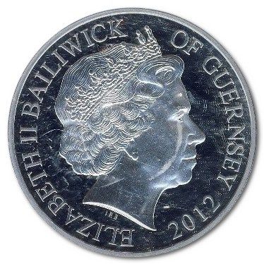 Guernsey 5 Pounds - Elizabeth II Royal Navy; Silver Proof obverse