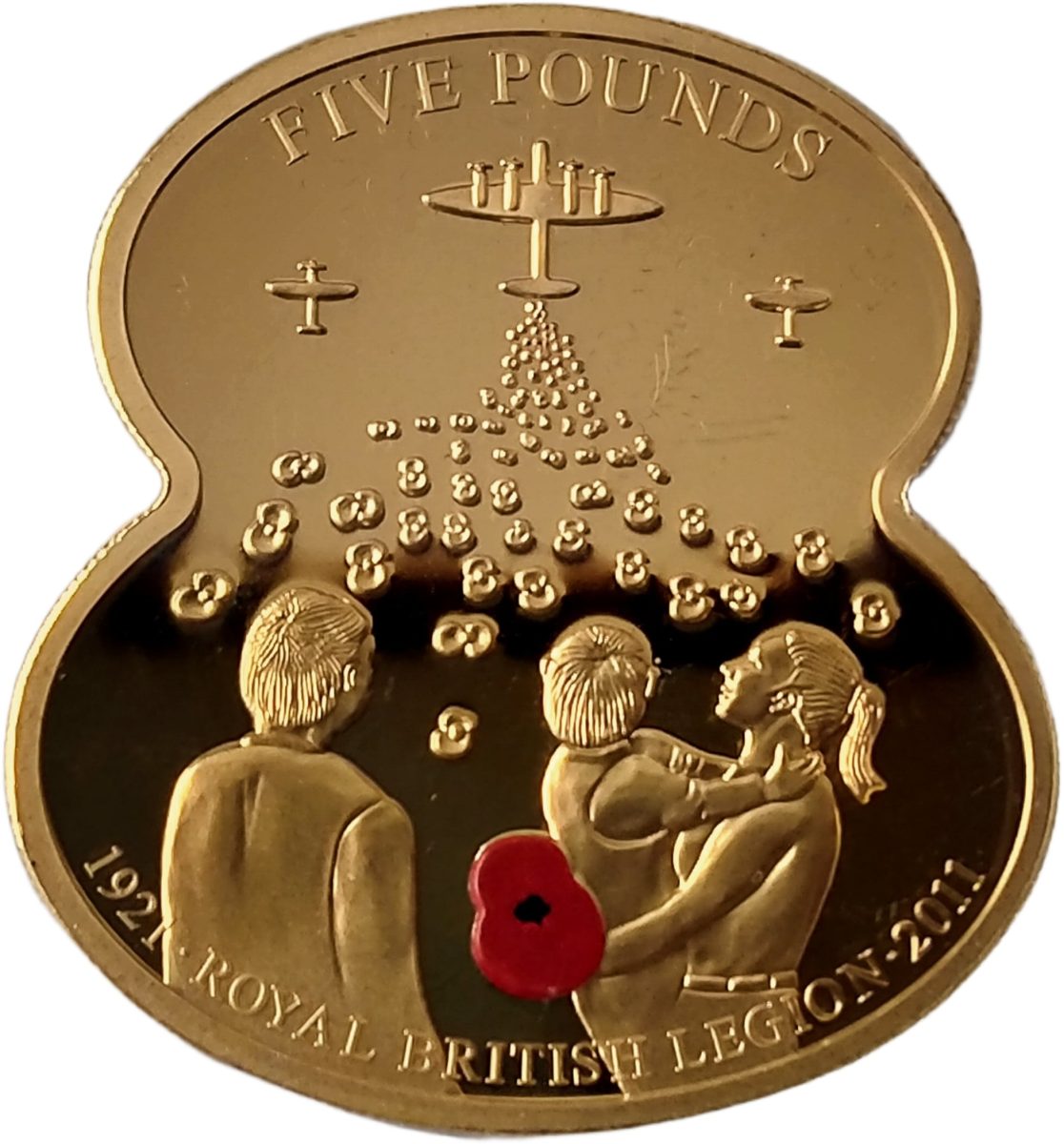 Guernsey 5 Pounds - Elizabeth II 90 Years of The Royal British Legion - The poppy fly past