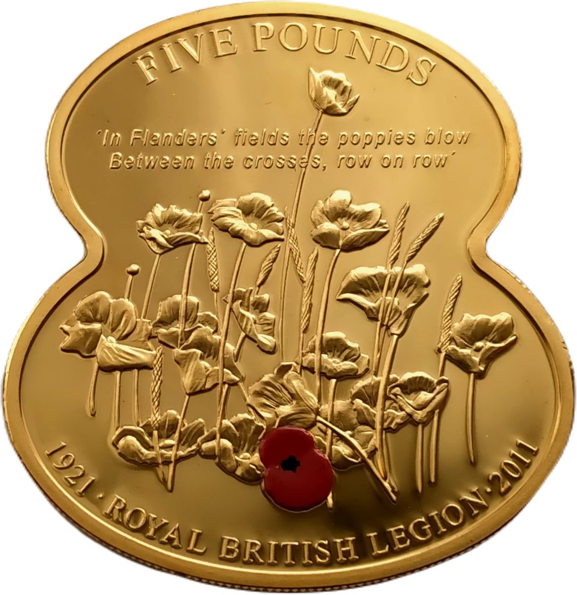 Guernsey 5 Pounds - Elizabeth II 90 Years of The Royal British Legion - In Flanders fields