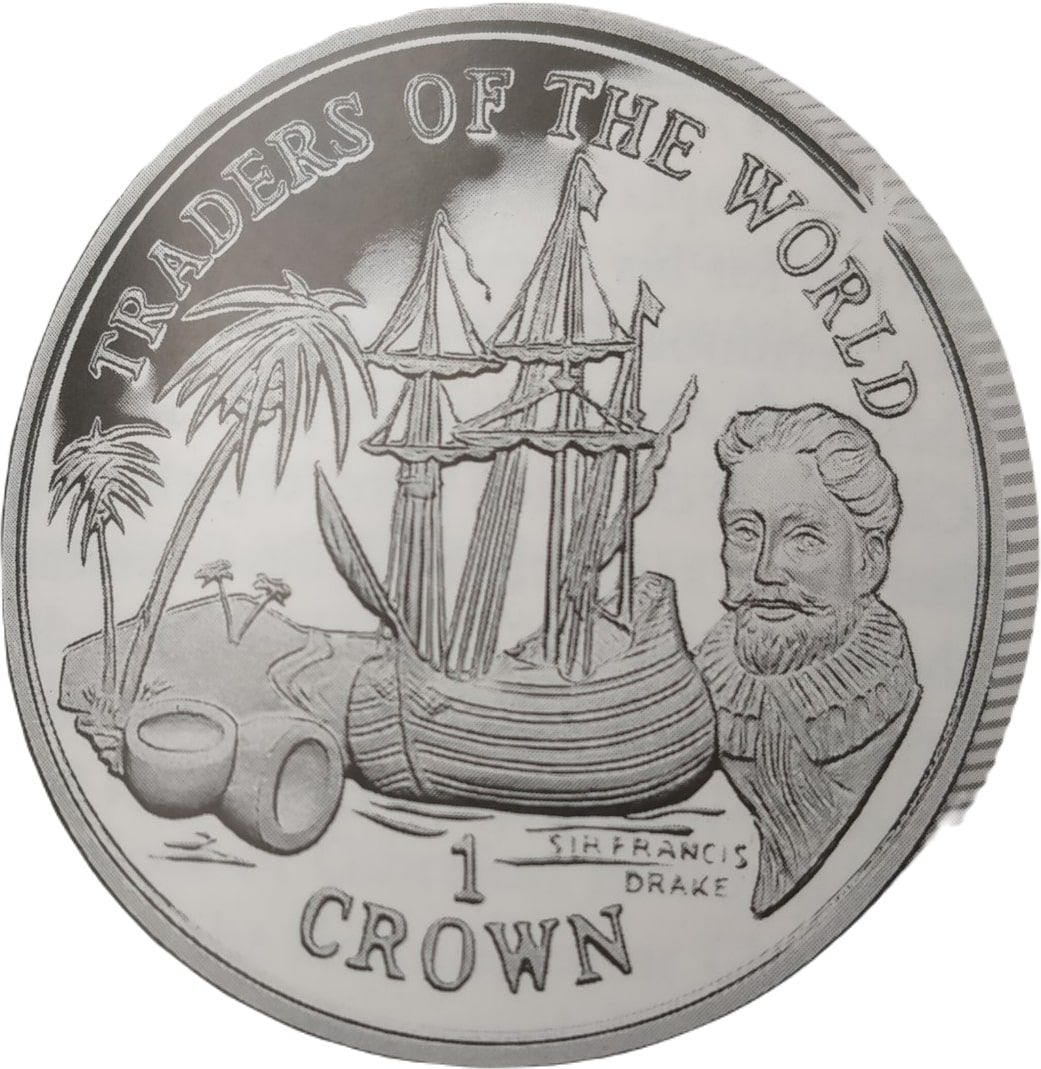 Gibraltar 1 Crown - Elizabeth II Francis Drake reverse