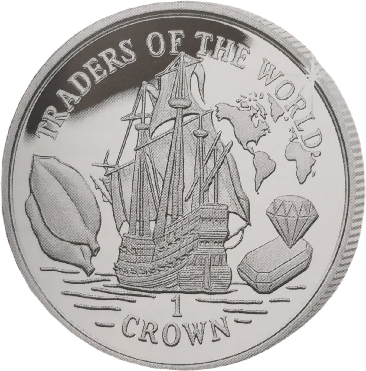 Gibraltar 1 Crown - Elizabeth II Spanish Galleon reverse