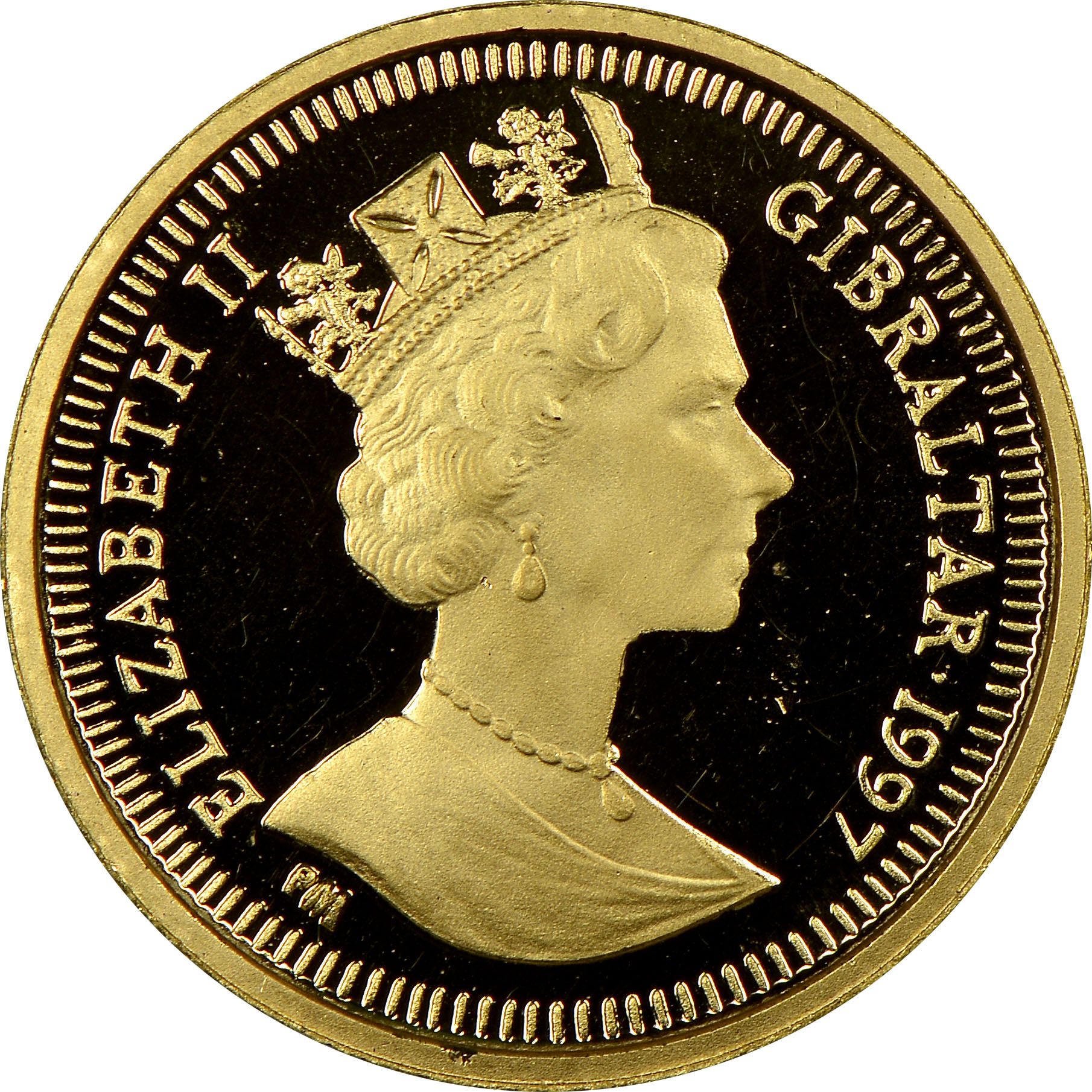 Gibraltar 1/25 Crown - Elizabeth II Capitan Bligh obverse