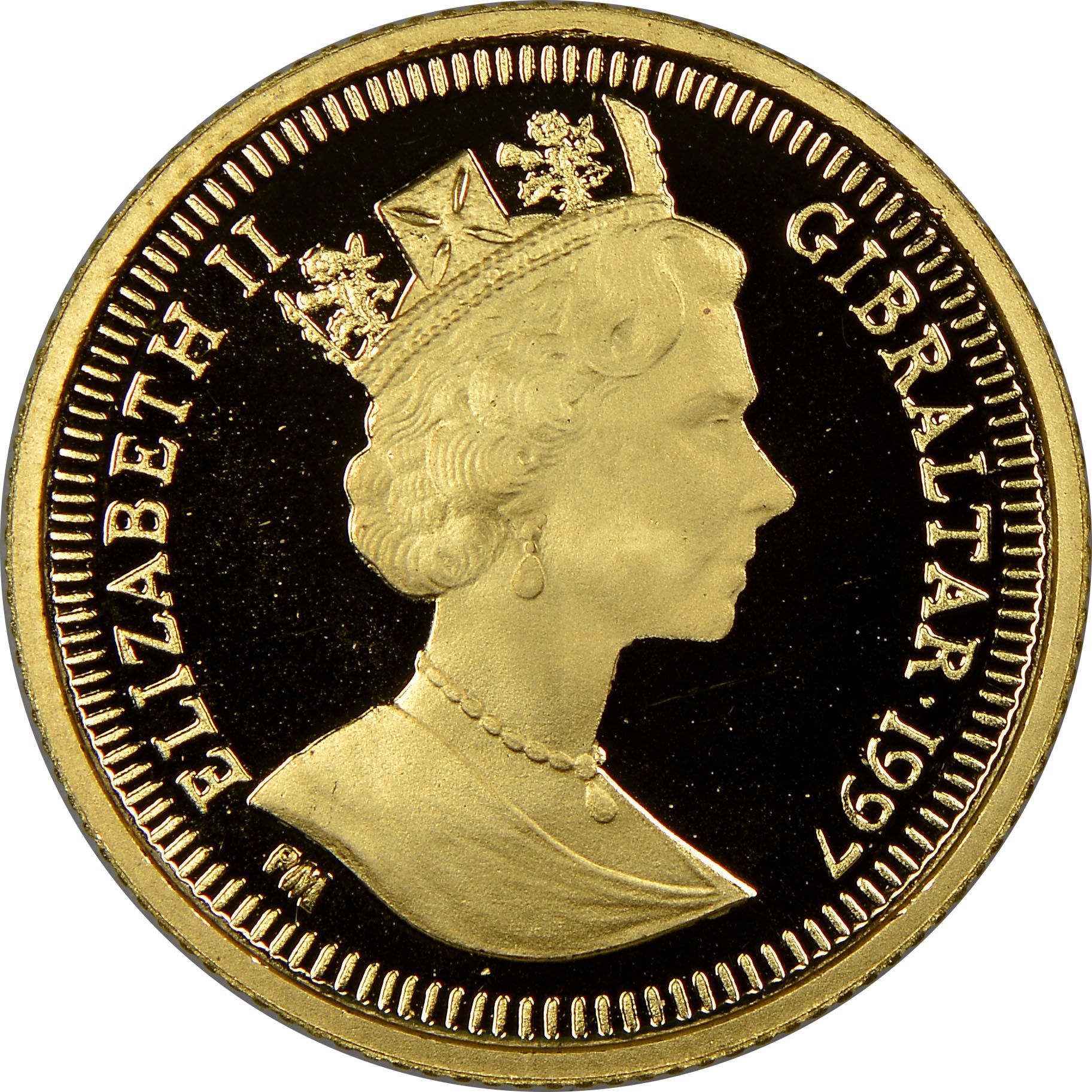 Gibraltar 1/25 Crown - Elizabeth II Francis Drake obverse