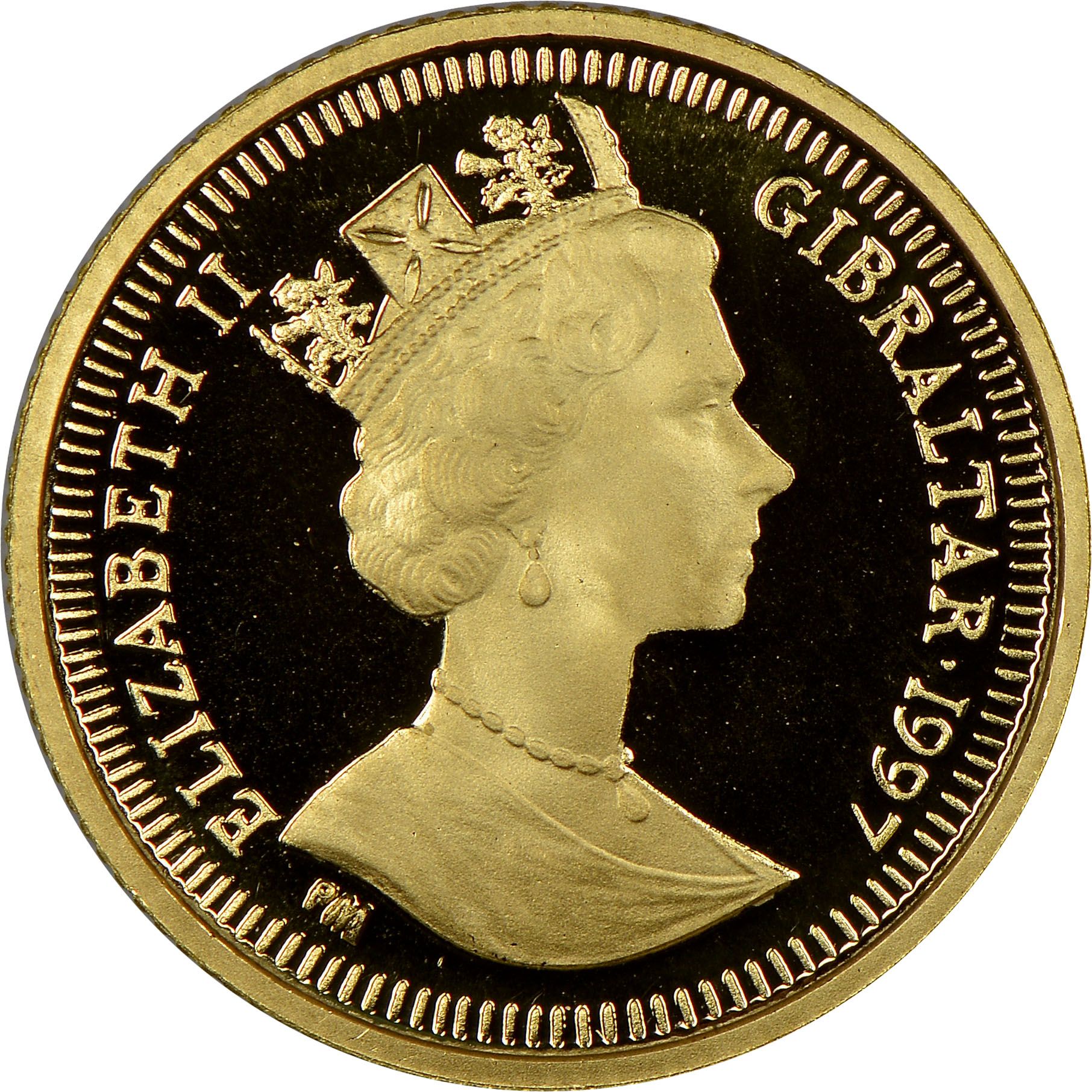 Gibraltar 1/25 Crown - Elizabeth II 15th Century Portuguese Ship obverse