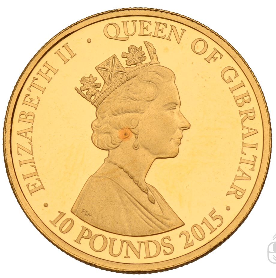 Gibraltar 10 Pounds - Elizabeth II Battle of Waterloo obverse