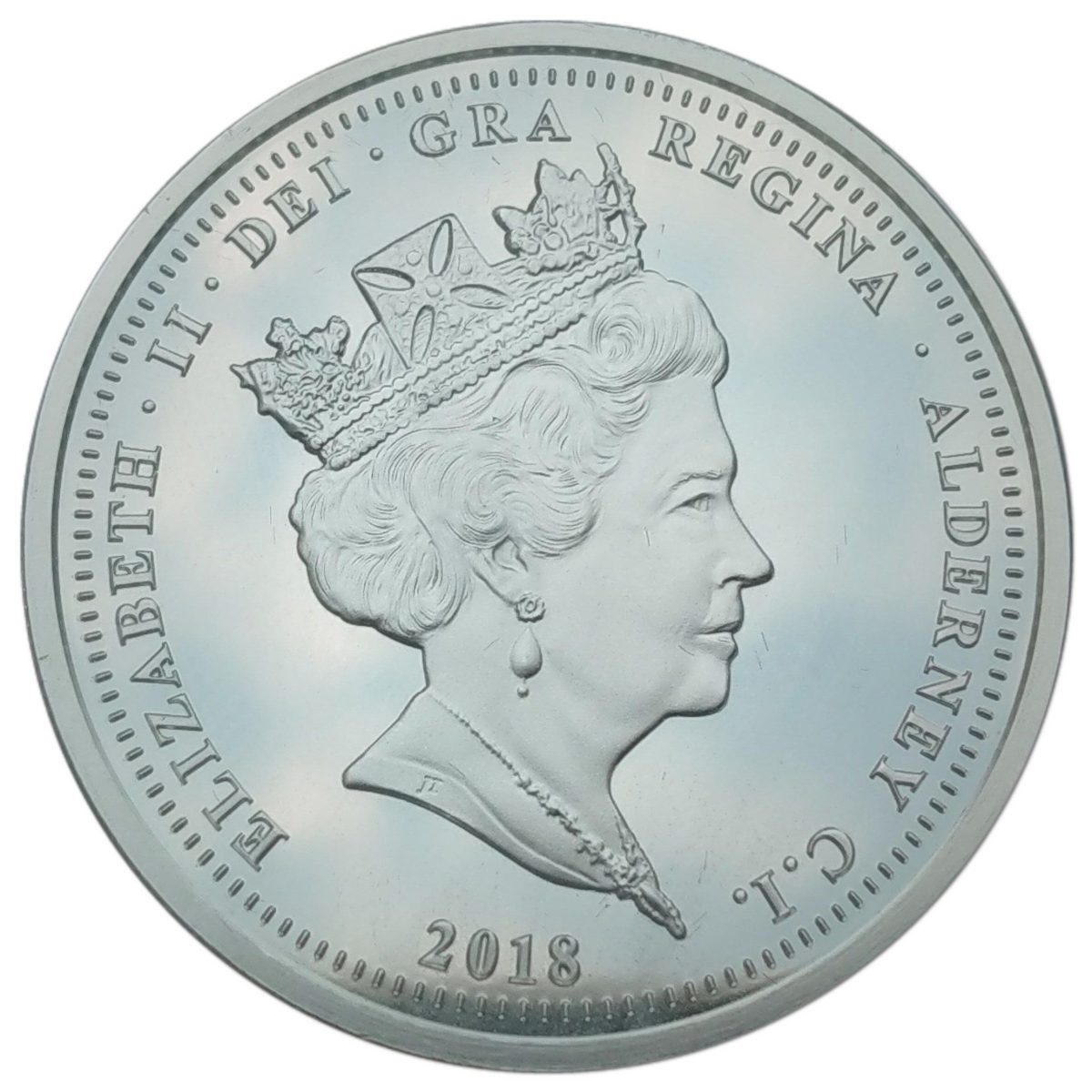 Alderney 5 Pounds - Elizabeth II Fighting For Freedom obverse