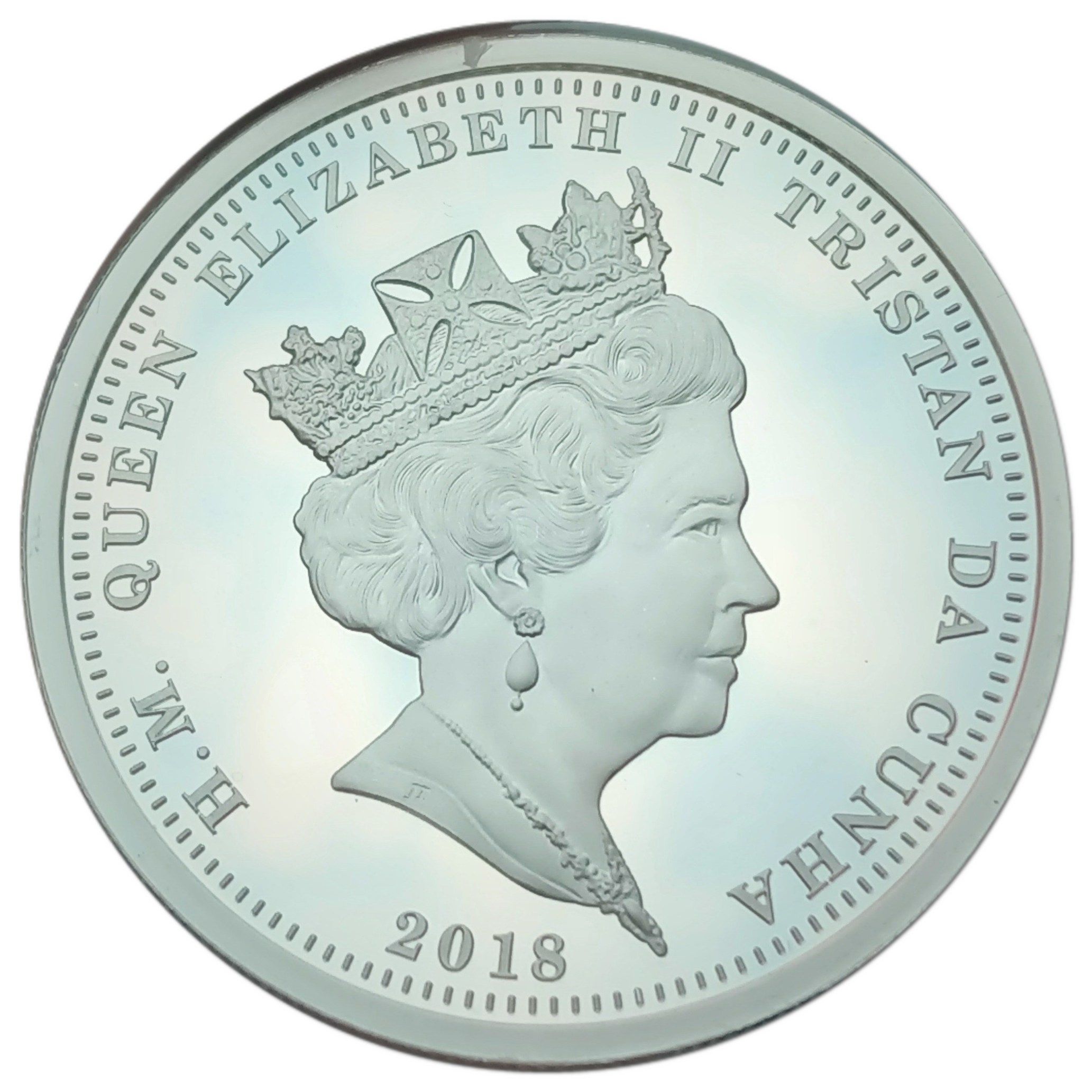 Tristan da Cunha 5 Pounds - Elizabeth II WWI Centenary, Lest We Forget, Silver plated copper-nickel obverse