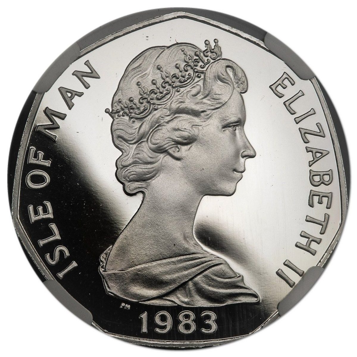 Isle of Man 50 Pence - Elizabeth II Viking Longship; Platinum Proof obverse