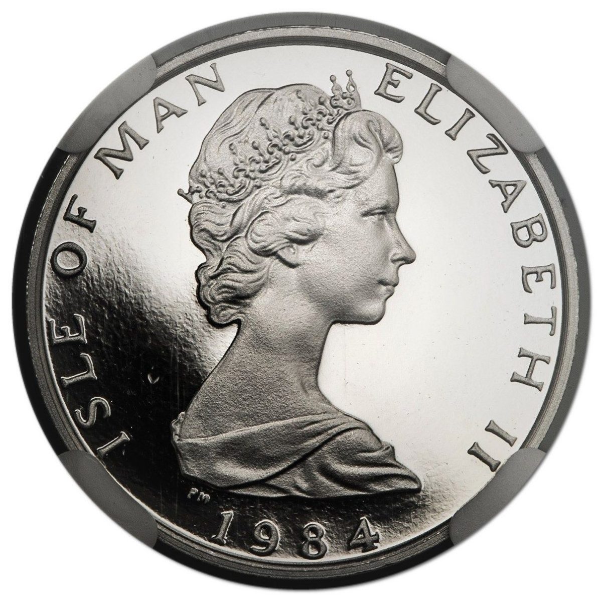Isle of Man 1 Penny - Elizabeth II Shag - Quincentenery of the College of Arms; Platinum obverse