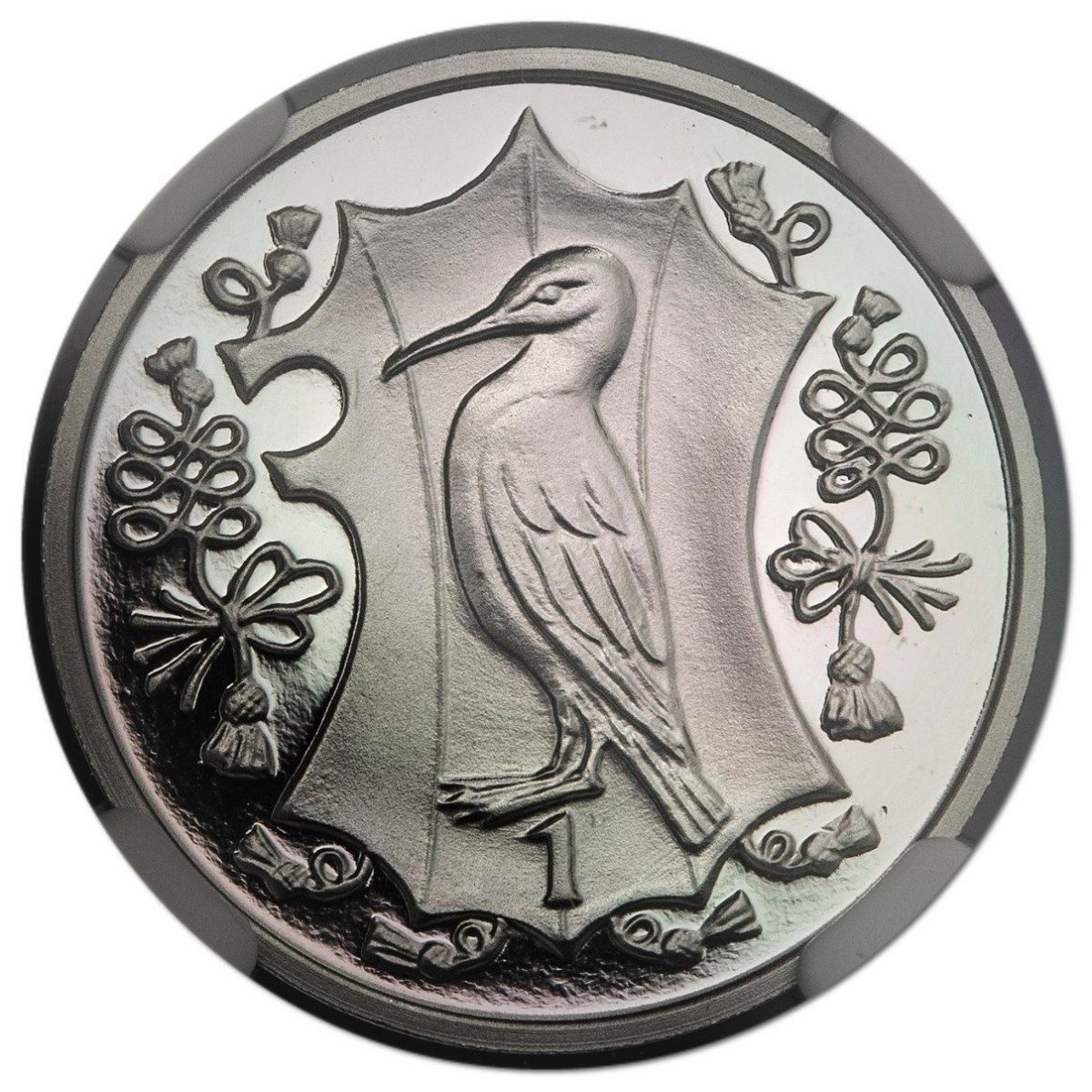 Isle of Man 1 Penny - Elizabeth II Shag - Quincentenery of the College of Arms; Platinum