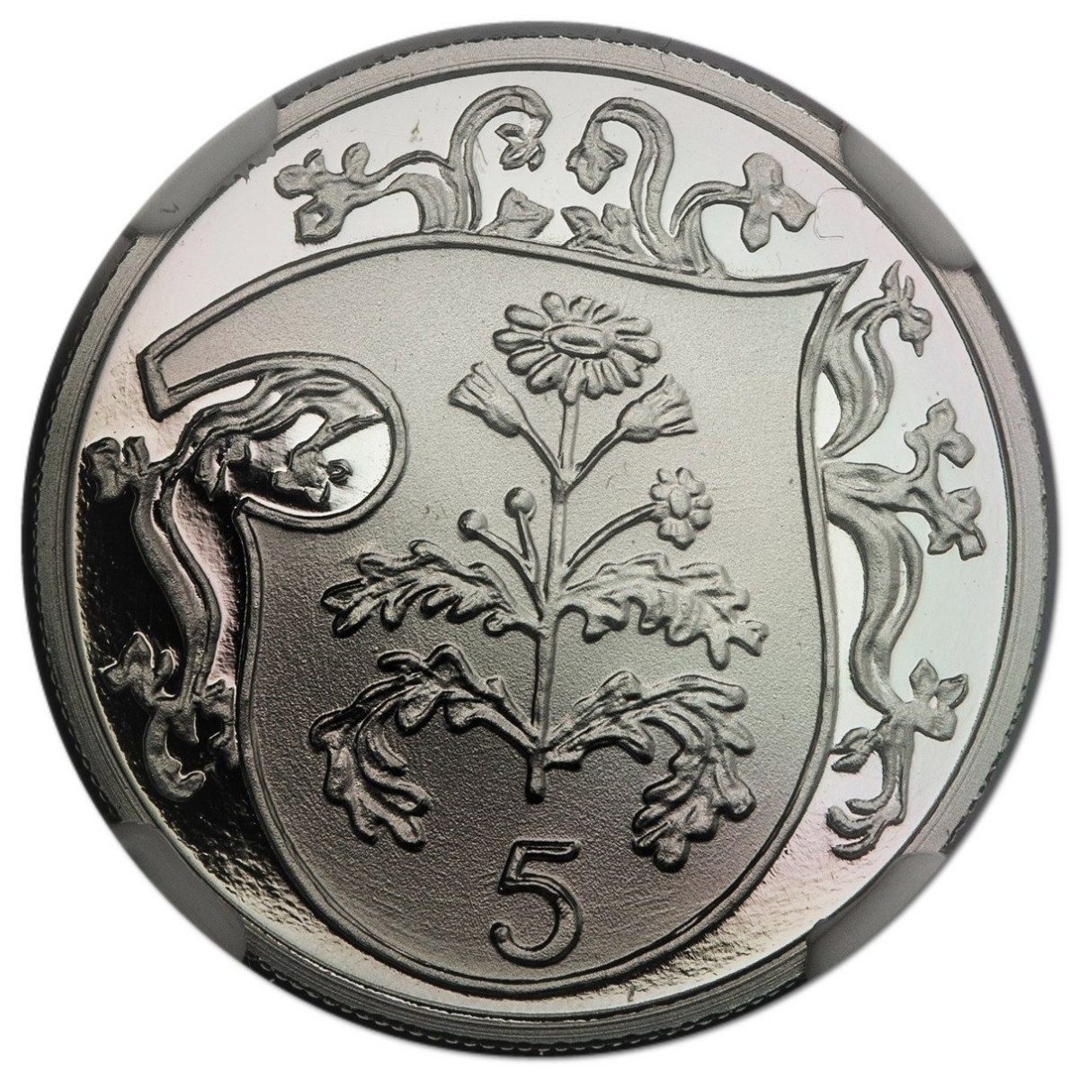 Isle of Man 5 Pence - Elizabeth II Cushag - Quincentenary of the College of Arms; Platinum
