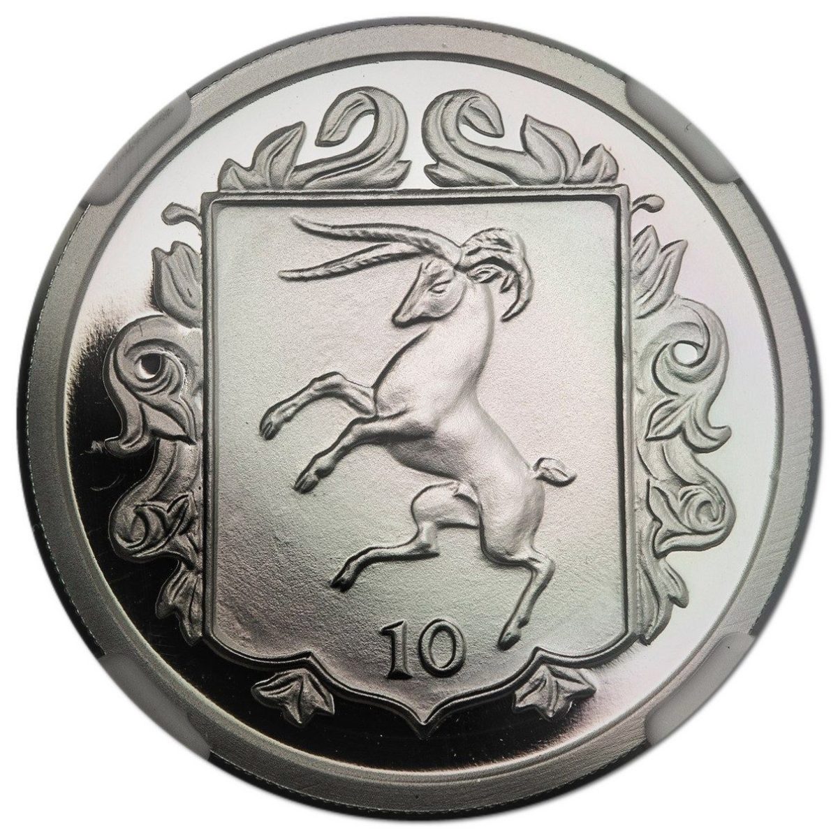 Isle of Man 10 Pence - Elizabeth II Quincentenary of the College of Arms; Platinum Proof