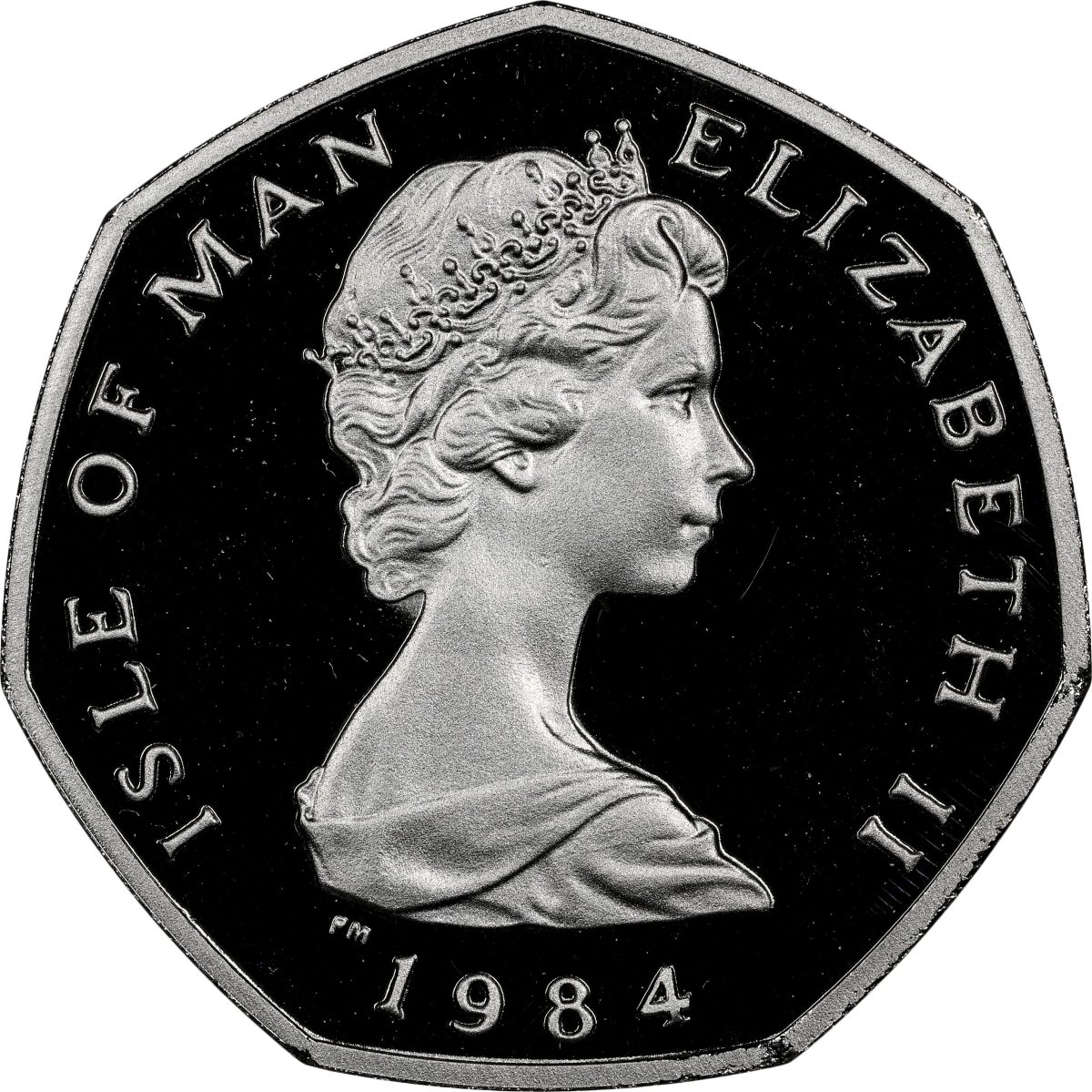 Isle of Man 20 Pence - Elizabeth II Quincentenary of the College of Arms; Platinum Proof obverse