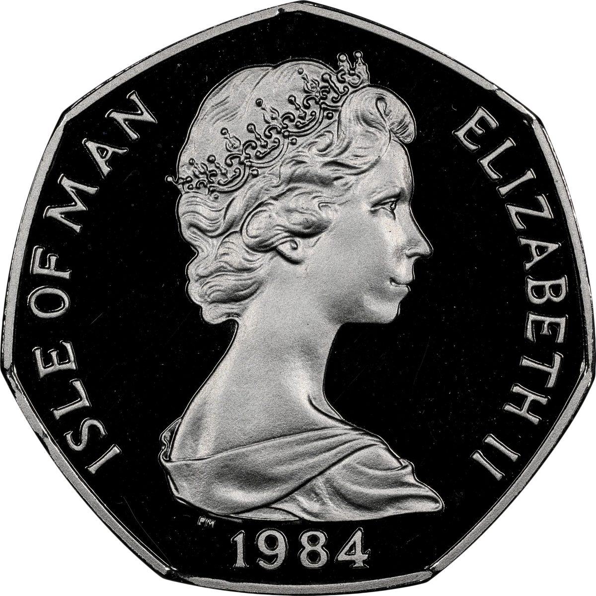 Isle of Man 50 Pence - Elizabeth II College of Arms; Platinum Proof obverse