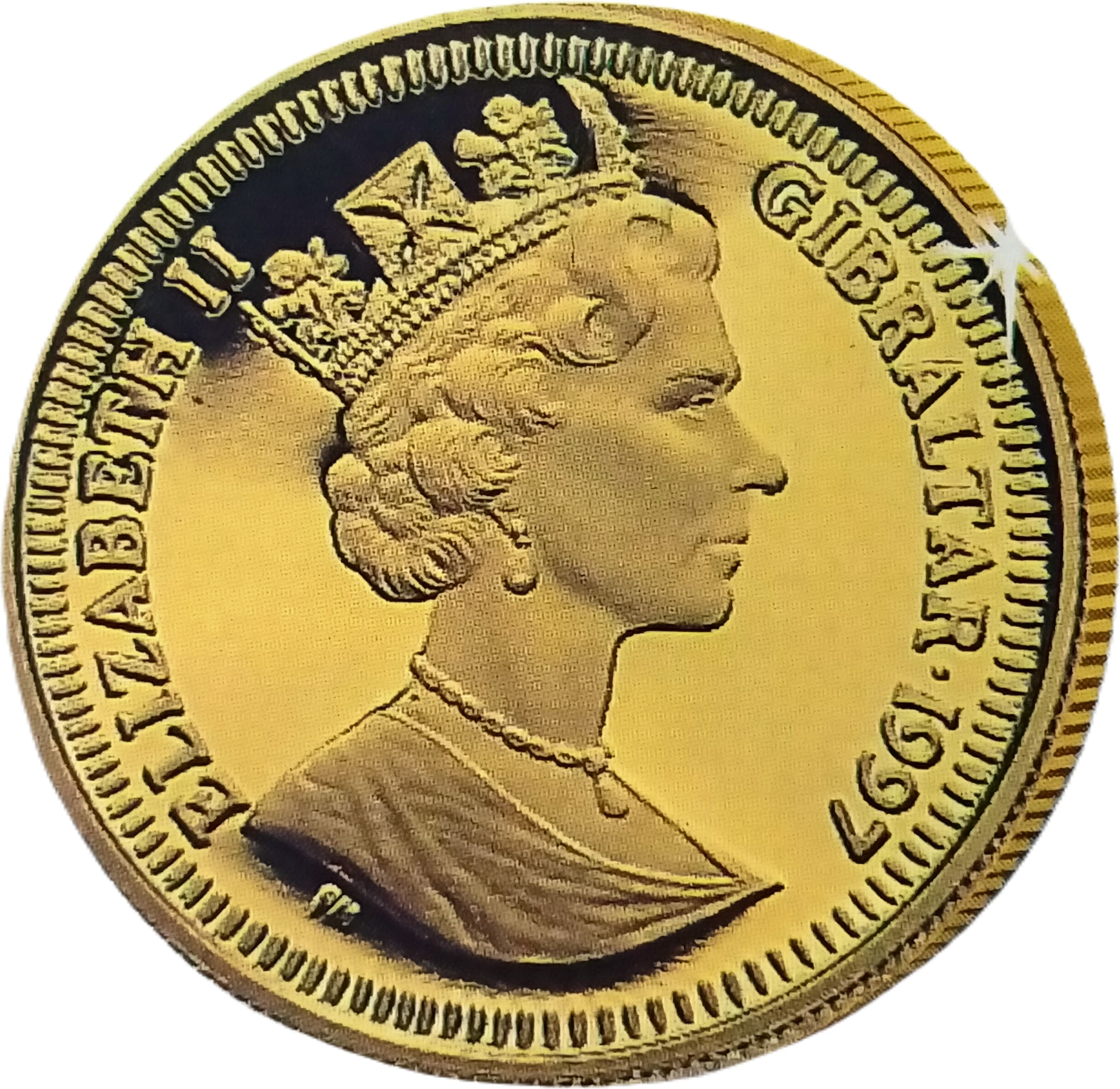 Gibraltar ⅕ Crown - Elizabeth II Cleopatra obverse